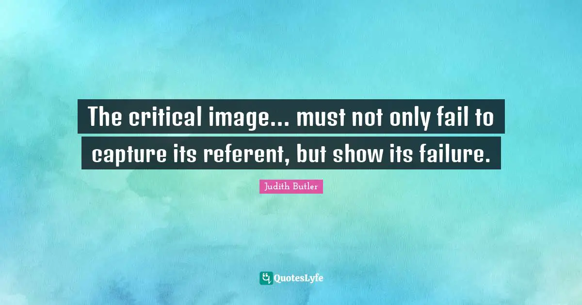 The critical image... must not only fail to capture its referent, but show its failure.