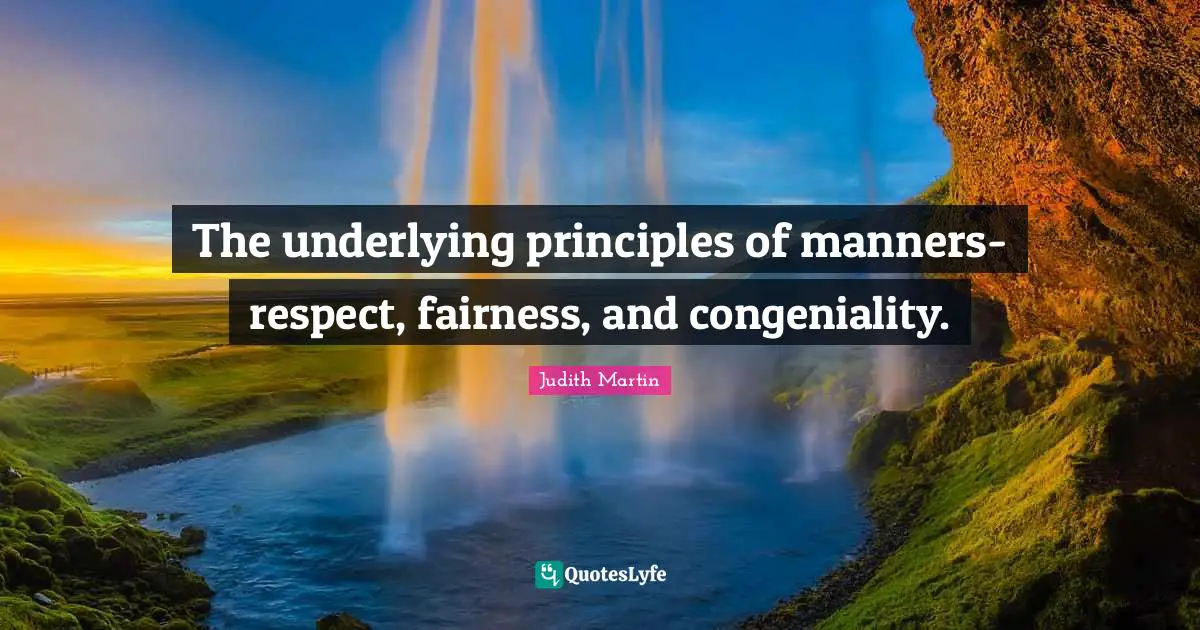 The underlying principles of manners- respect, fairness, and congeniality.