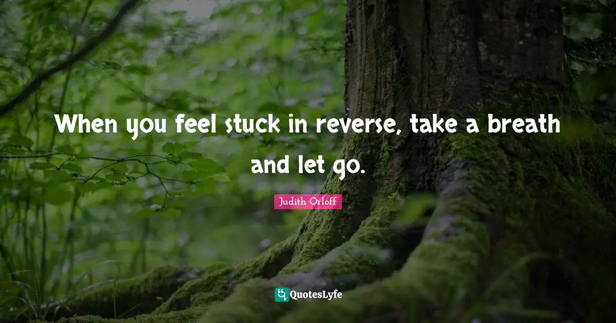 Judith Orloff Quotes: "When you feel stuck in reverse, take a breath and let go."