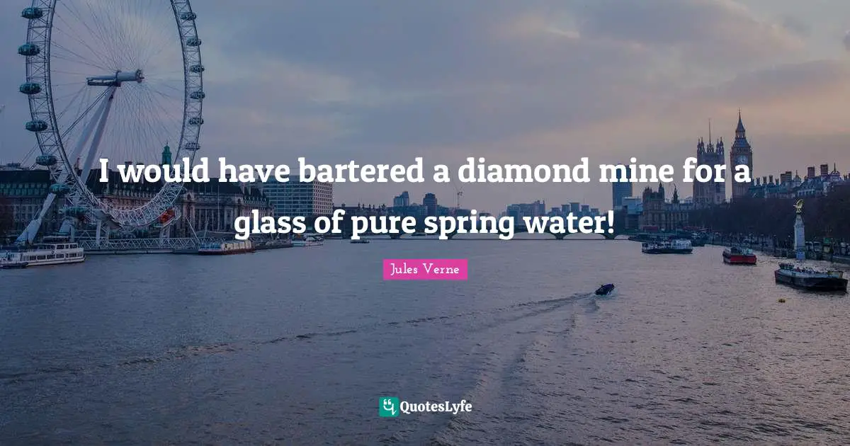I would have bartered a diamond mine for a glass of pure spring water!