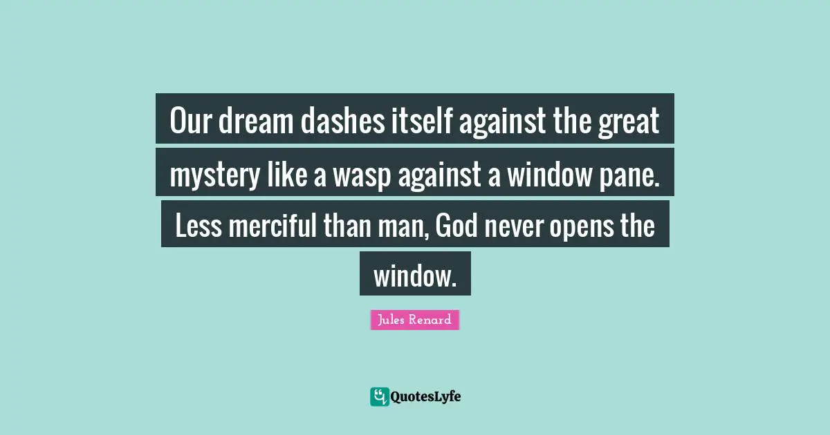 Our dream dashes itself against the great mystery like a wasp against a window pane. Less merciful than man, God never opens the window.