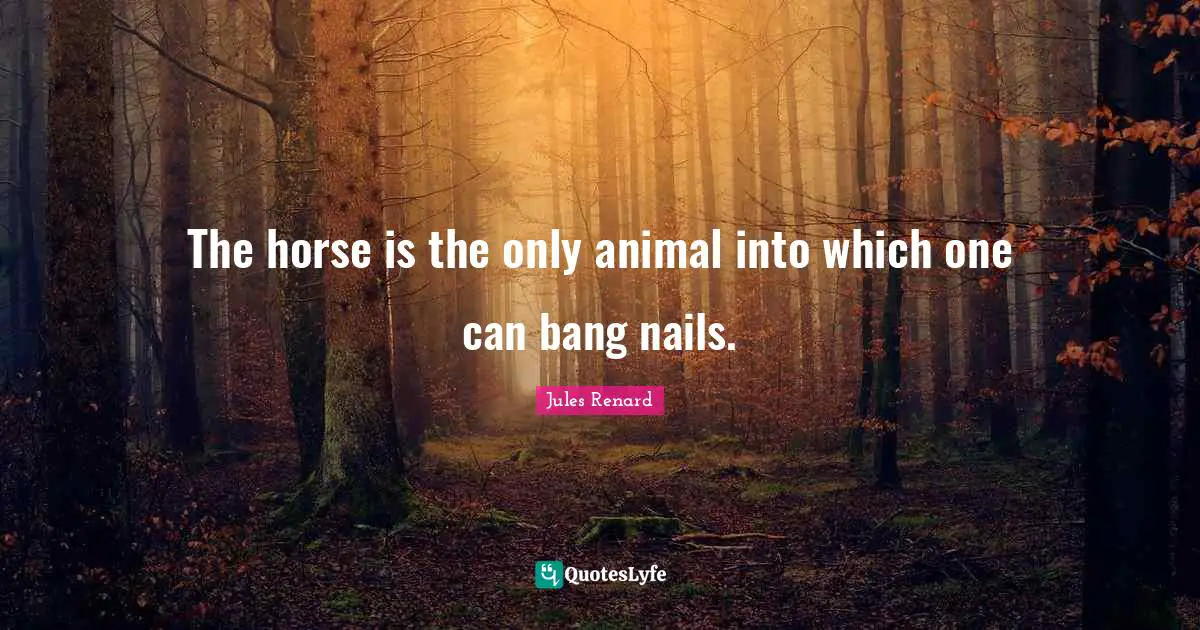 The horse is the only animal into which one can bang nails.