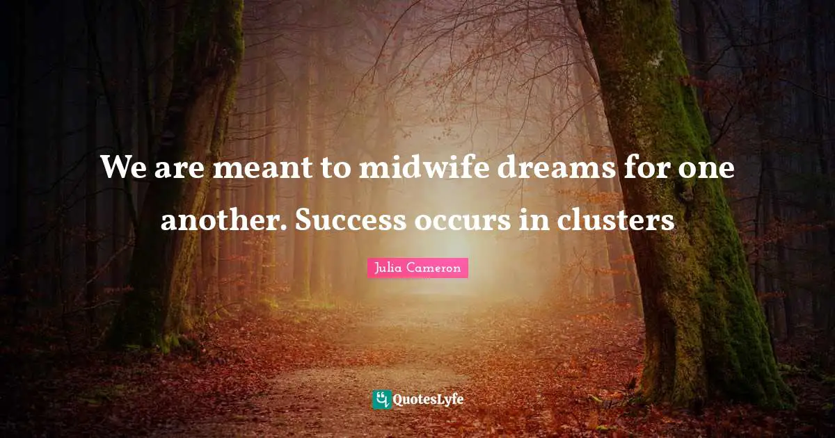 Clusters Quotes: "We are meant to midwife dreams for one another. Success occurs in clusters"