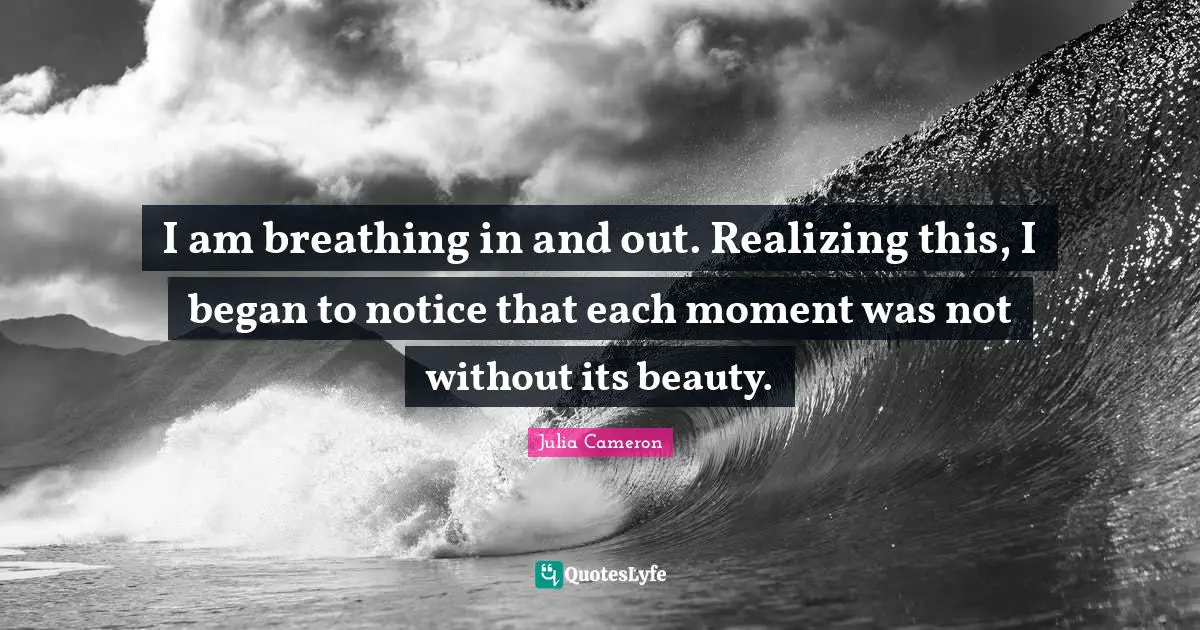 I am breathing in and out. Realizing this, I began to notice that each moment was not without its beauty.