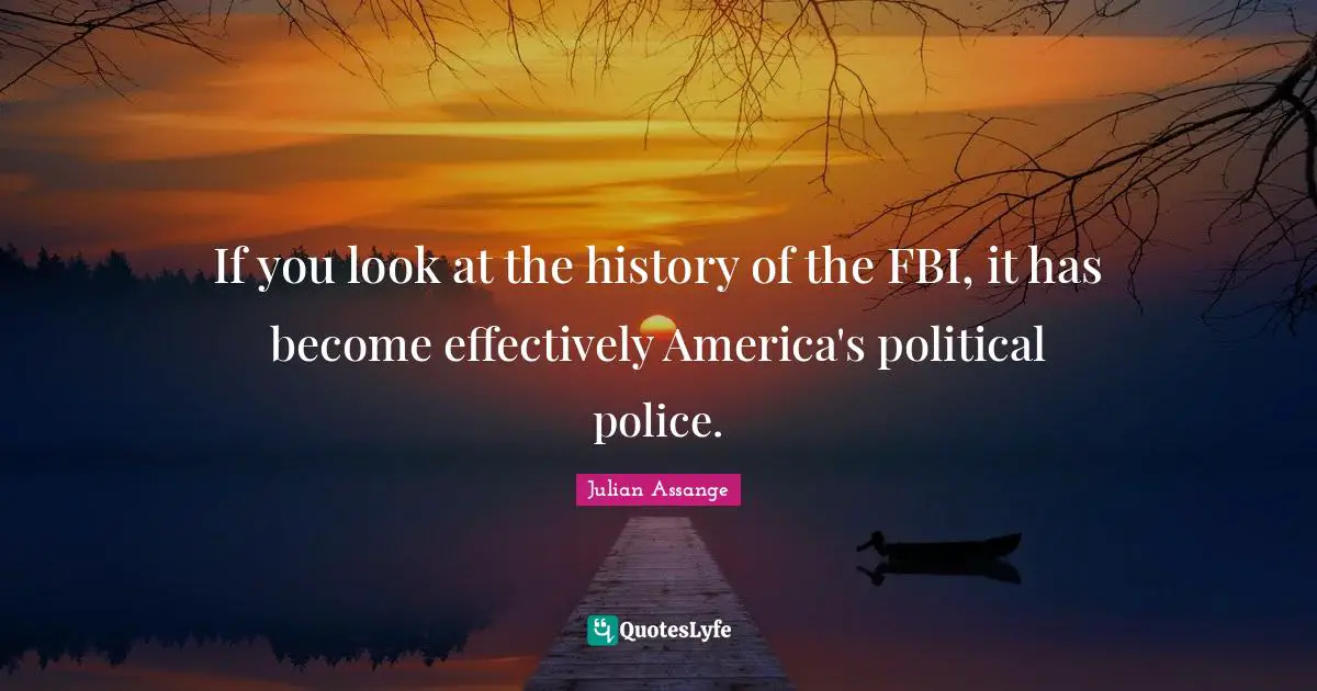 If you look at the history of the FBI, it has become effectively America's political police.