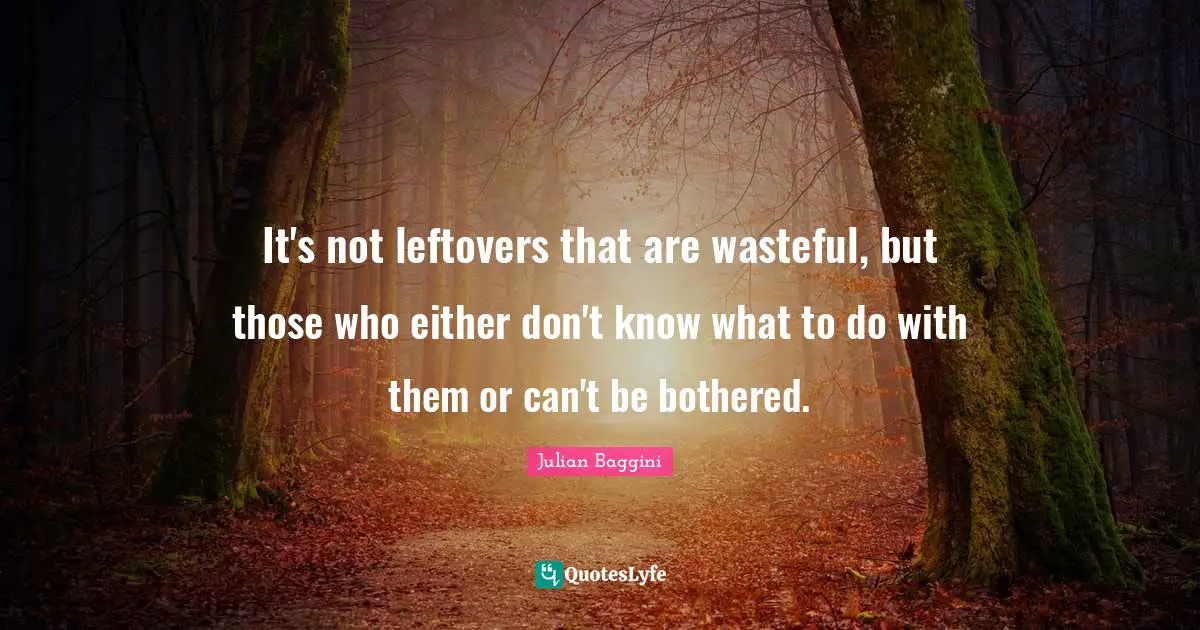 It's not leftovers that are wasteful, but those who either don't know what to do with them or can't be bothered.