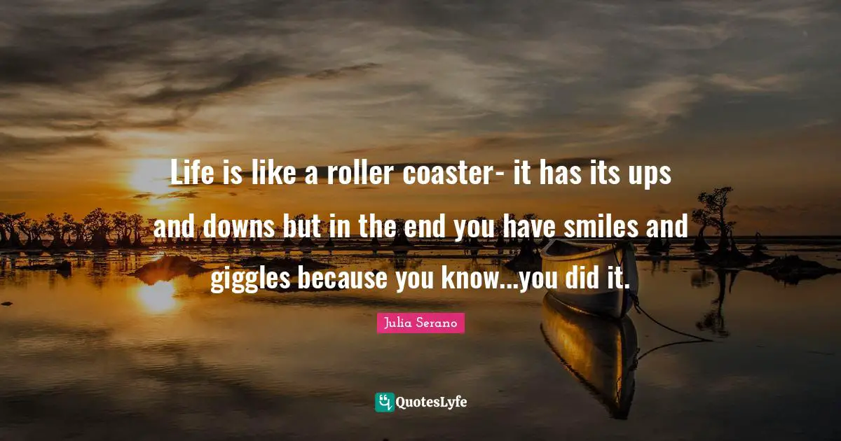 Life is like a roller coaster- it has its ups and downs but in the end you have smiles and giggles because you know...you did it.