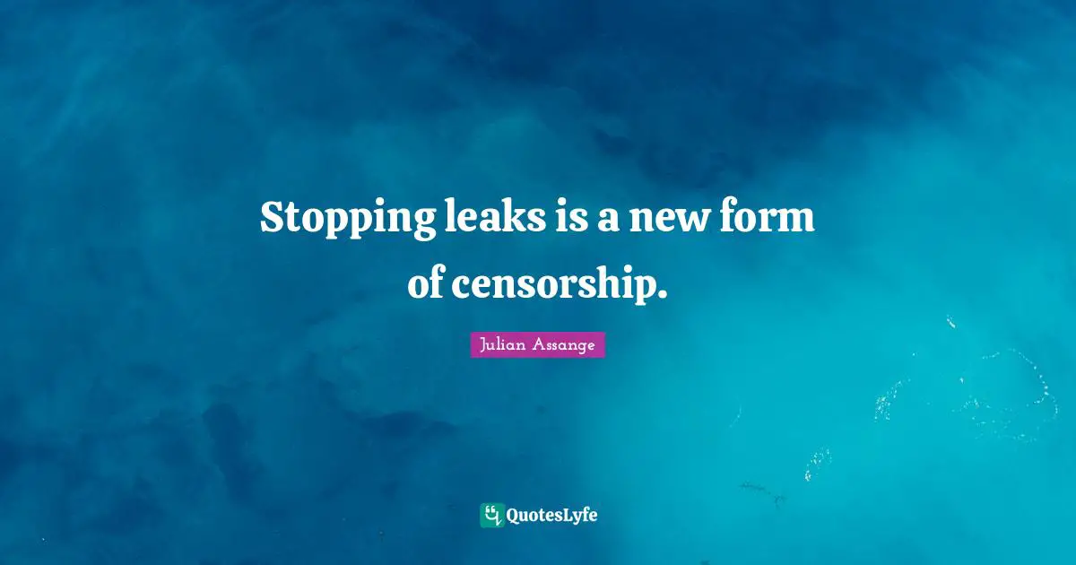 Leaks Quotes: "Stopping leaks is a new form of censorship."