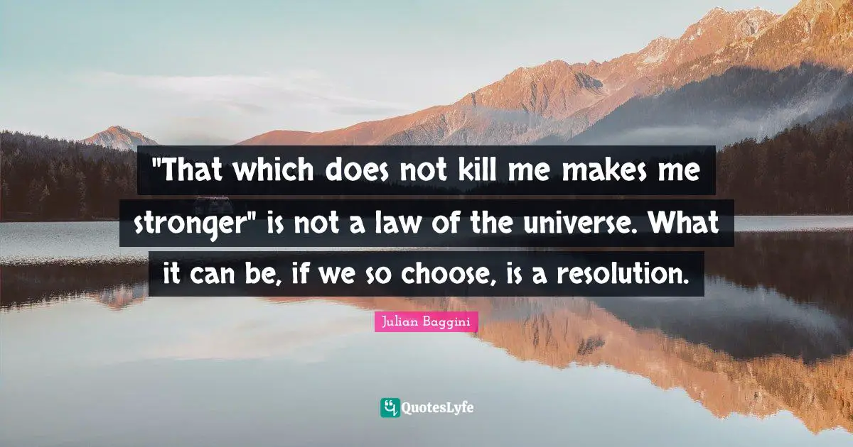 "That which does not kill me makes me stronger" is not a law of the universe. What it can be, if we so choose, is a resolution.