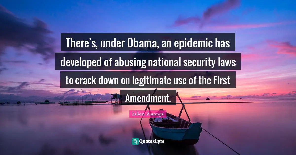 There's, under Obama, an epidemic has developed of abusing national security laws to crack down on legitimate use of the First Amendment.