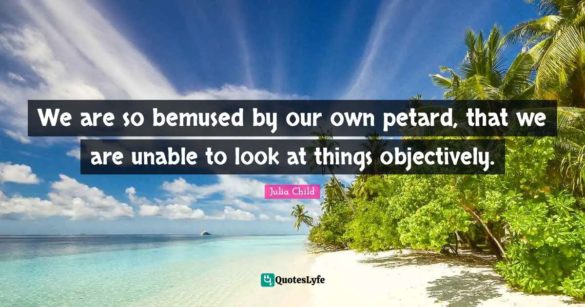 We are so bemused by our own petard, that we are unable to look at things objectively.