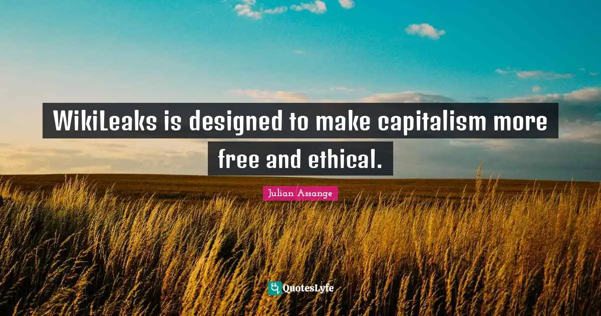 WikiLeaks is designed to make capitalism more free and ethical.