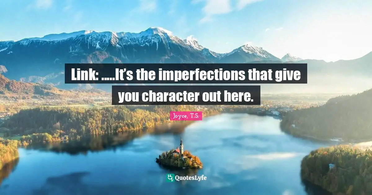 Link: .....It’s the imperfections that give you character out here.