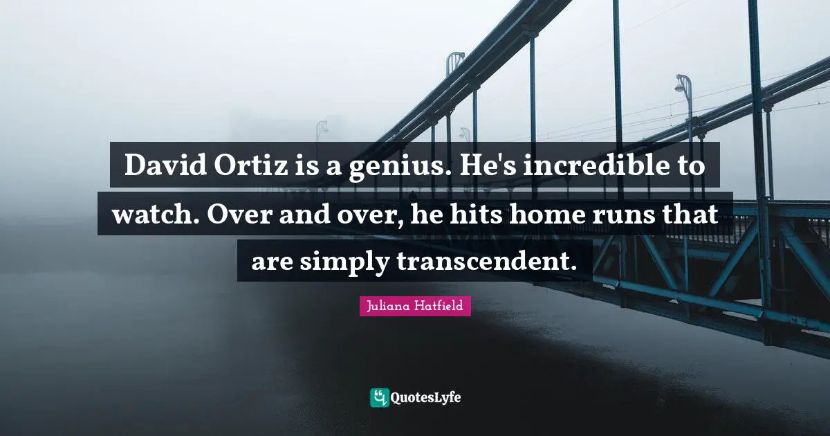 David Ortiz is a genius. He's incredible to watch. Over and over, he hits home runs that are simply transcendent.