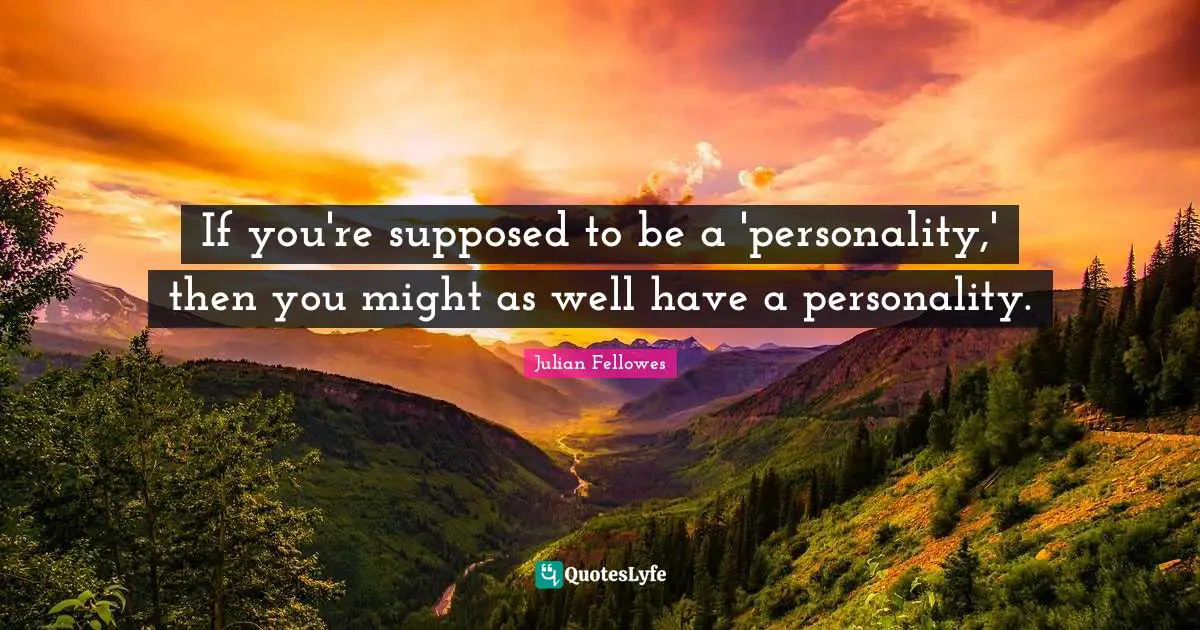 If you're supposed to be a 'personality,' then you might as well have a personality.