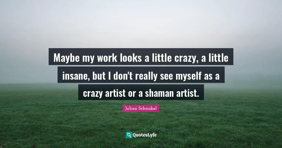 Maybe my work looks a little crazy, a little insane, but I don't really see myself as a crazy artist or a shaman artist.