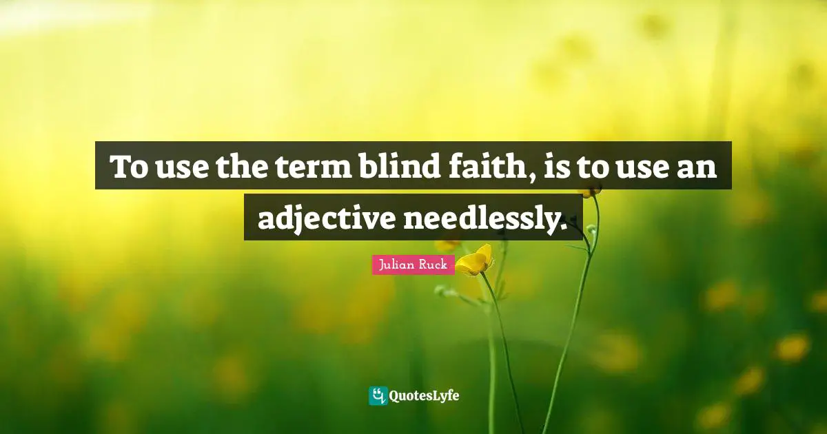 To use the term blind faith, is to use an adjective needlessly.