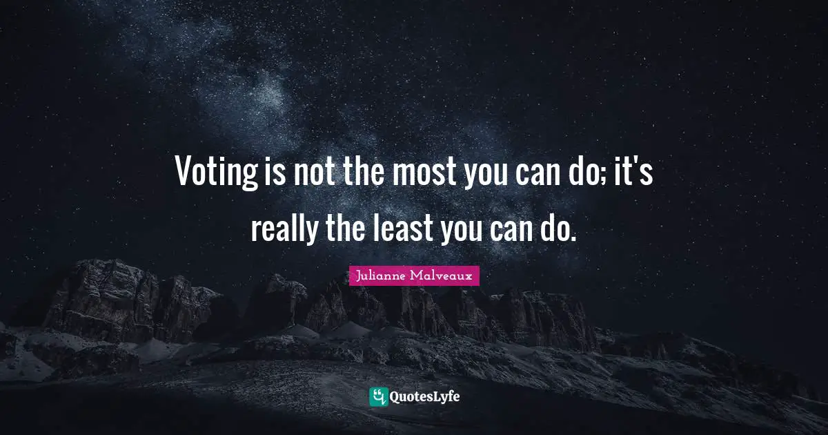 Voting is not the most you can do; it's really the least you can do.