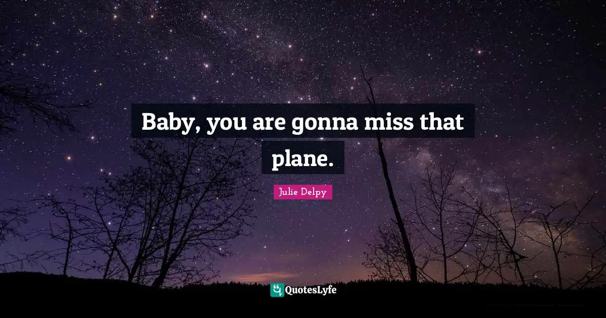 Julie Delpy Quotes: "Baby, you are gonna miss that plane."