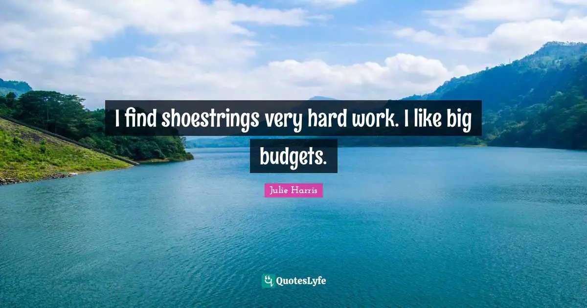 I find shoestrings very hard work. I like big budgets.