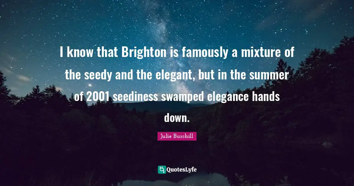 I know that Brighton is famously a mixture of the seedy and the elegant, but in the summer of 2001 seediness swamped elegance hands down.