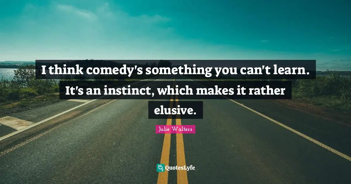 I think comedy's something you can't learn. It's an instinct, which makes it rather elusive.