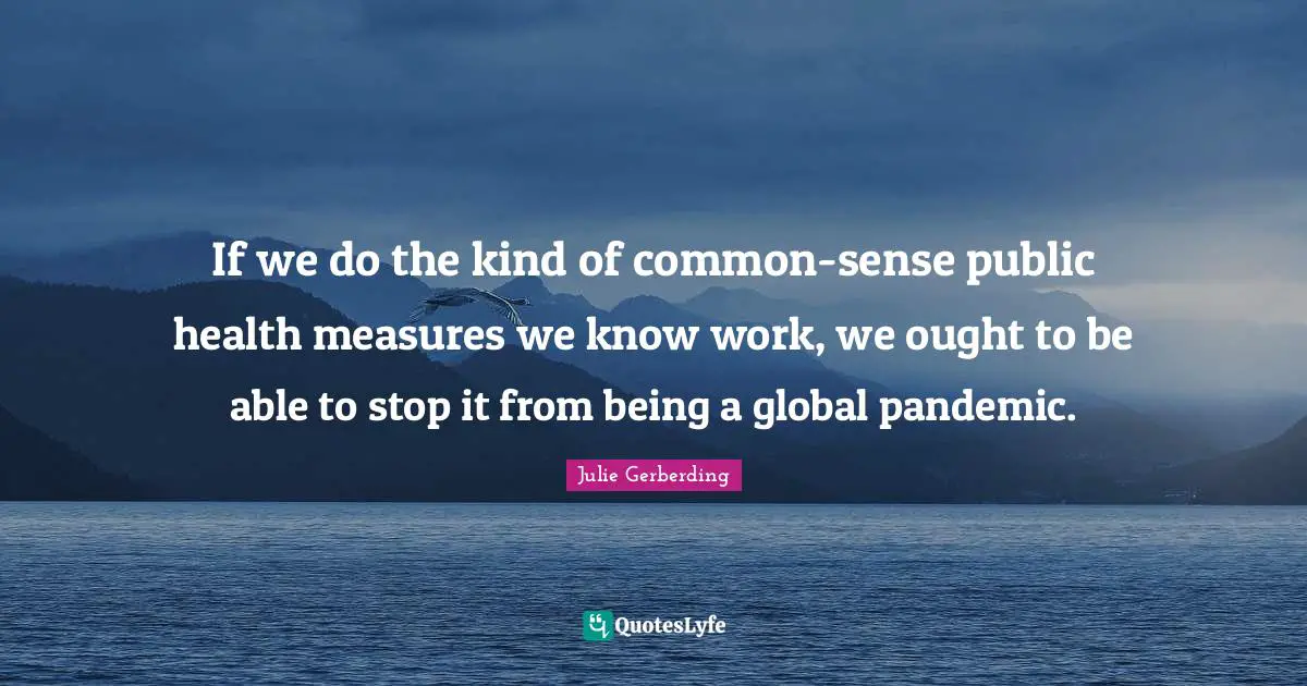If we do the kind of common-sense public health measures we know work, we ought to be able to stop it from being a global pandemic.