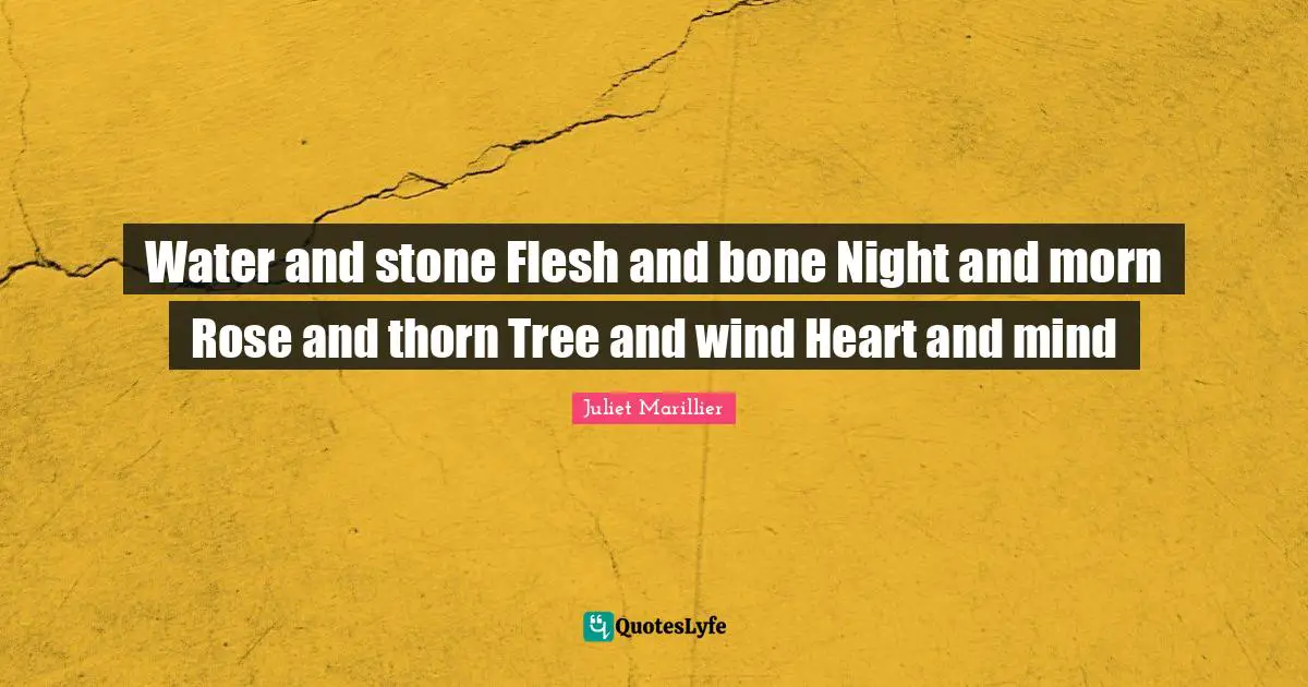 Heart And Mind Quotes: "Water and stone Flesh and bone Night and morn Rose and thorn Tree and wind Heart and mind"
