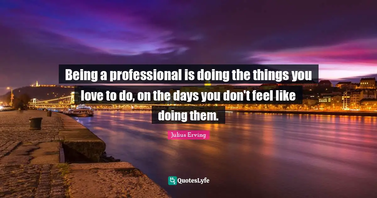 Being a professional is doing the things you love to do, on the days you don't feel like doing them.