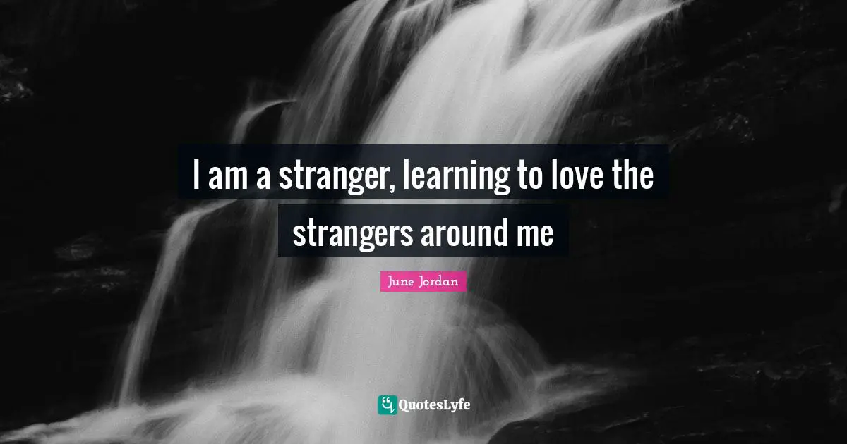 The Stranger Quotes: "I am a stranger, learning to love the strangers around me"