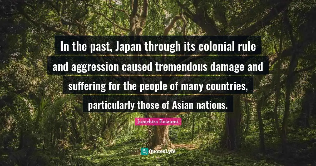 In the past, Japan through its colonial rule and aggression caused tremendous damage and suffering for the people of many countries, particularly those of Asian nations.
