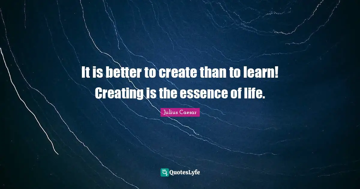 It is better to create than to learn! Creating is the essence of life.