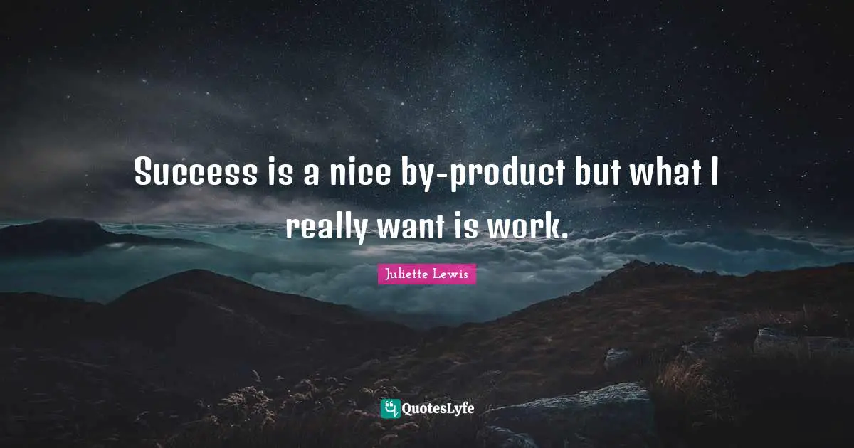 Success is a nice by-product but what I really want is work.