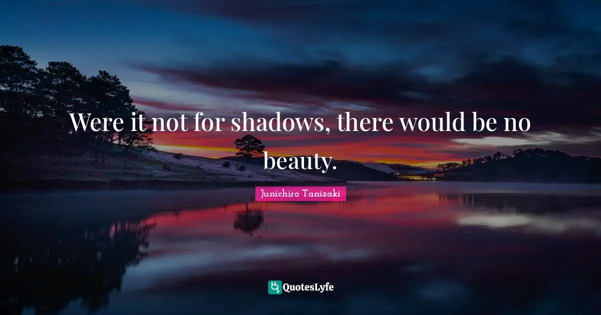Were it not for shadows, there would be no beauty.