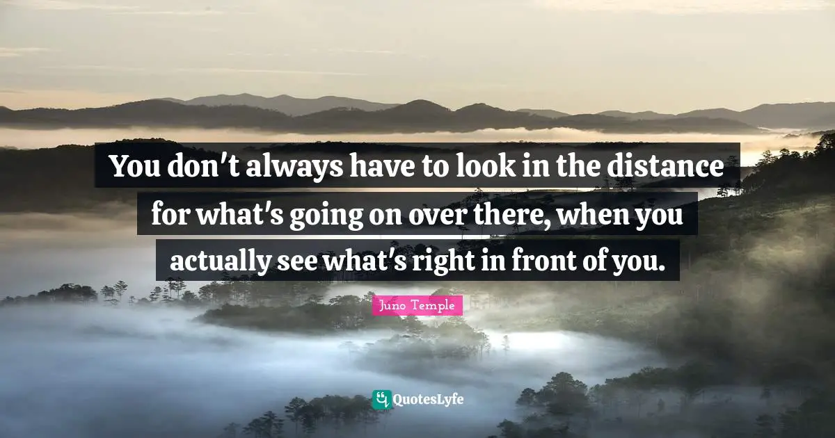 You don't always have to look in the distance for what's going on over there, when you actually see what's right in front of you.