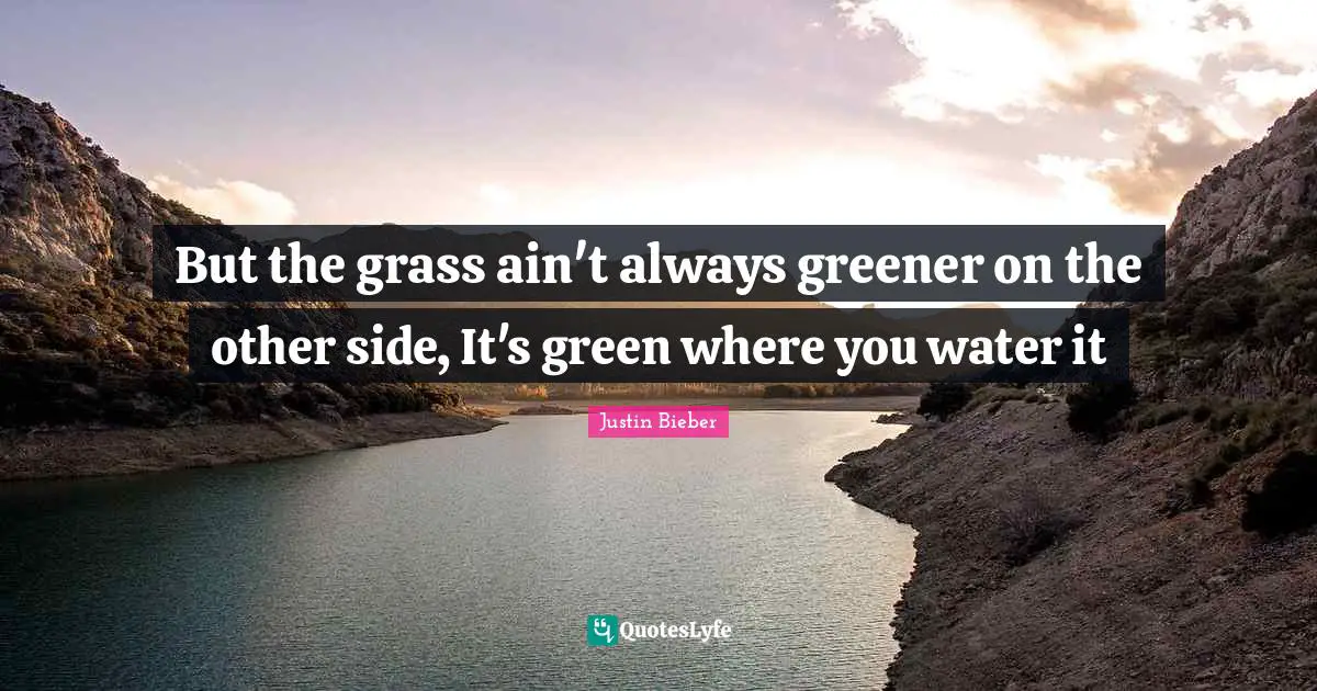 Justin Bieber Quotes: "But the grass ain't always greener on the other side, It's green where you water it"