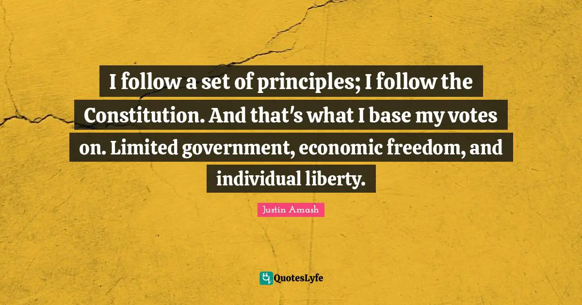 I follow a set of principles; I follow the Constitution. And that's what I base my votes on. Limited government, economic freedom, and individual liberty.