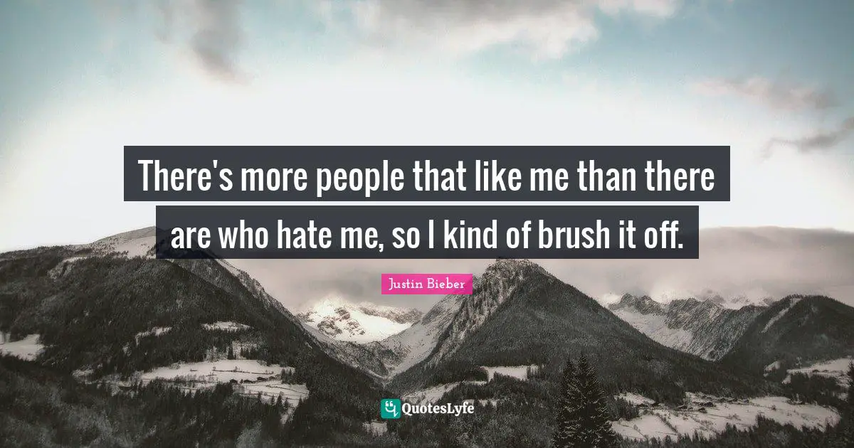 There's more people that like me than there are who hate me, so I kind of brush it off.