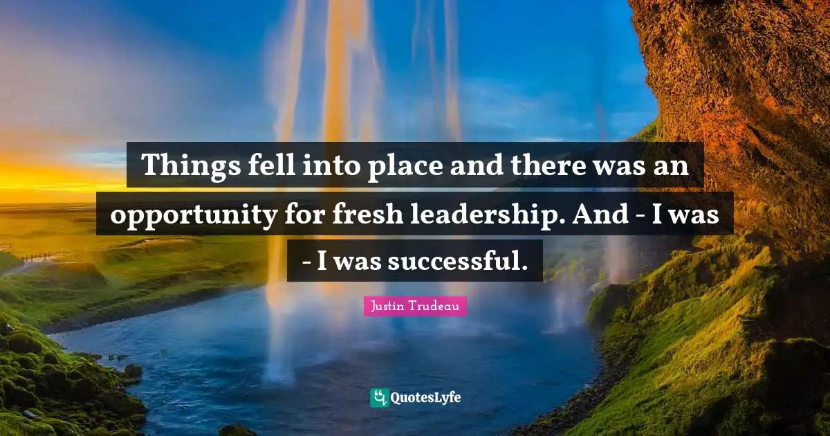 Things fell into place and there was an opportunity for fresh leadership. And - I was - I was successful.