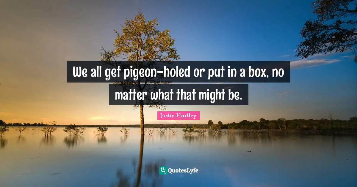 We all get pigeon-holed or put in a box, no matter what that might be.