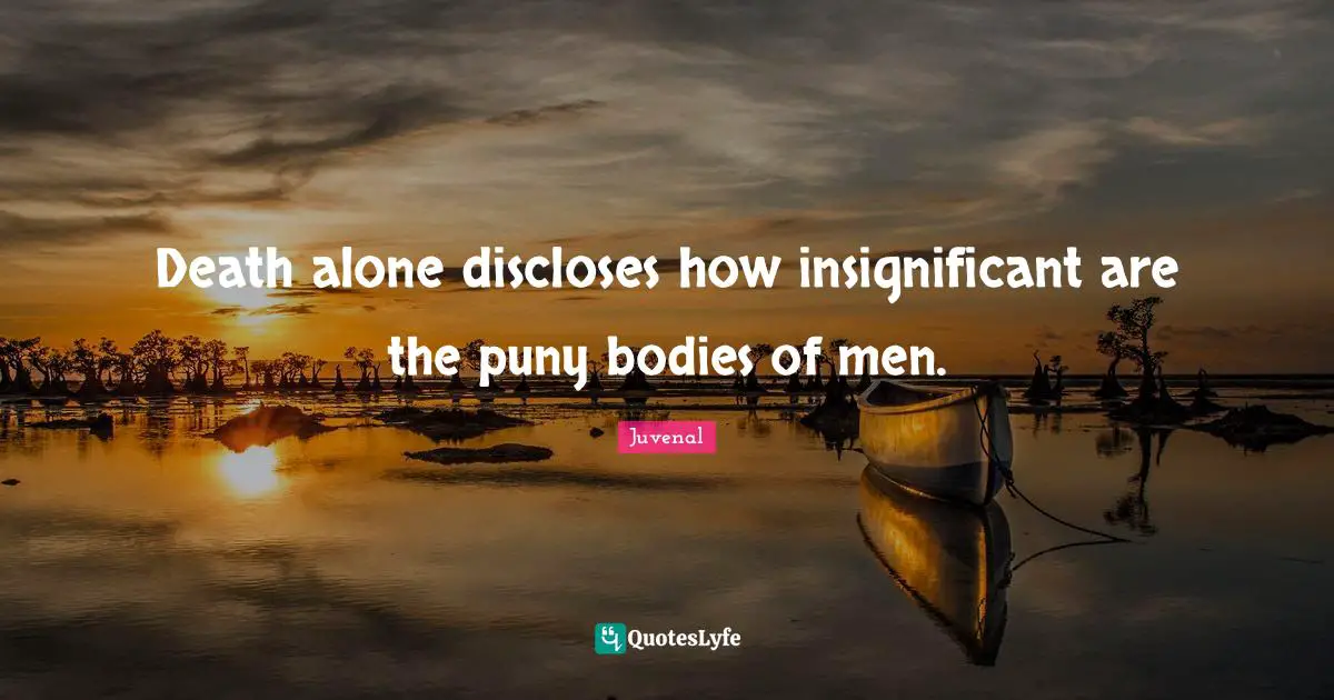 Death alone discloses how insignificant are the puny bodies of men.