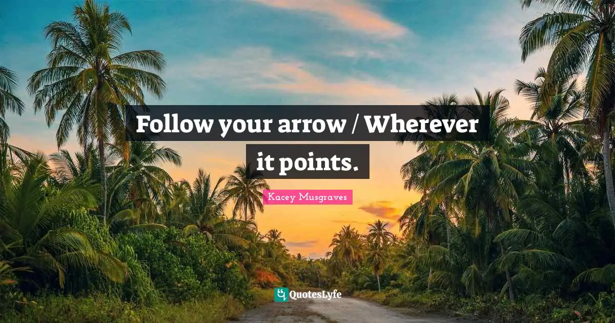 Follow your arrow / Wherever it points.