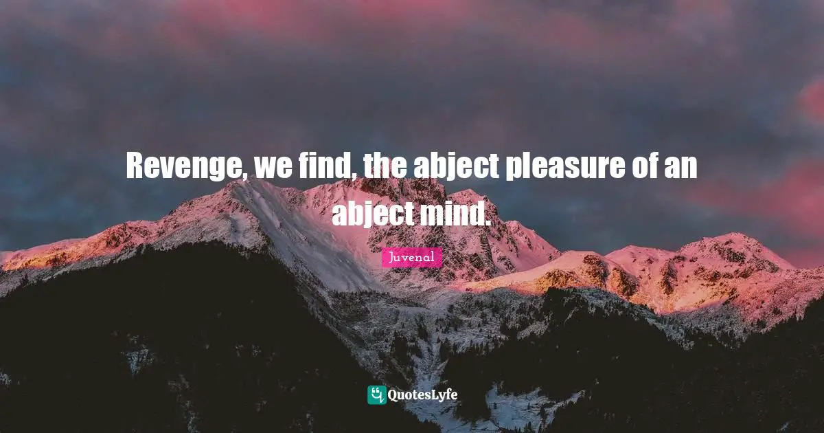 Juvenal Quotes: "Revenge, we find, the abject pleasure of an abject mind."