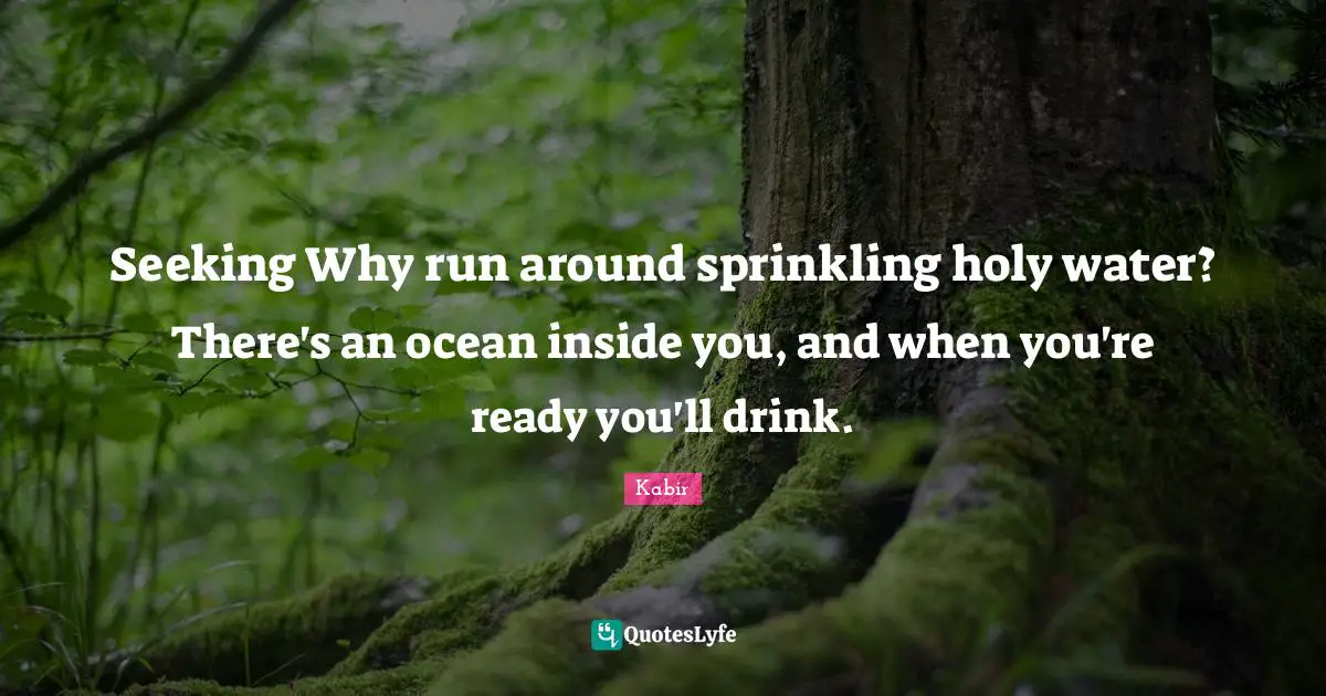 Seeking Why run around sprinkling holy water? There's an ocean inside you, and when you're ready you'll drink.