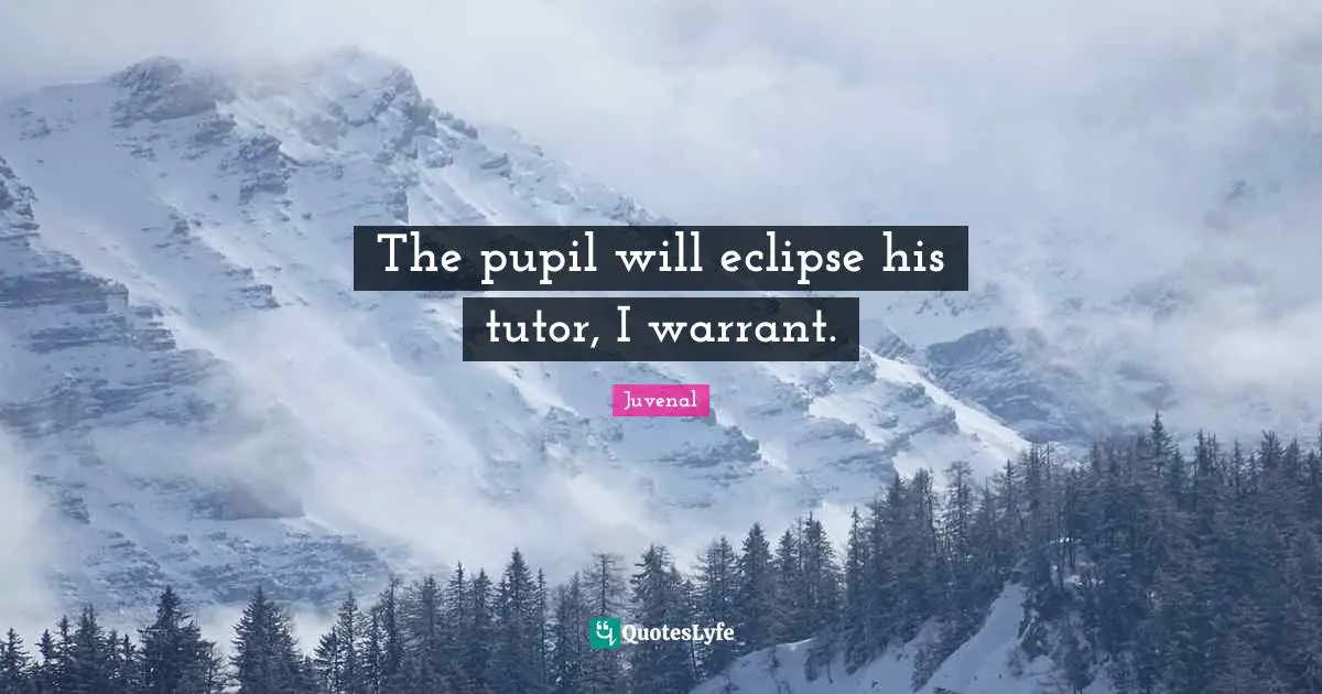 Pupils Quotes: "The pupil will eclipse his tutor, I warrant."