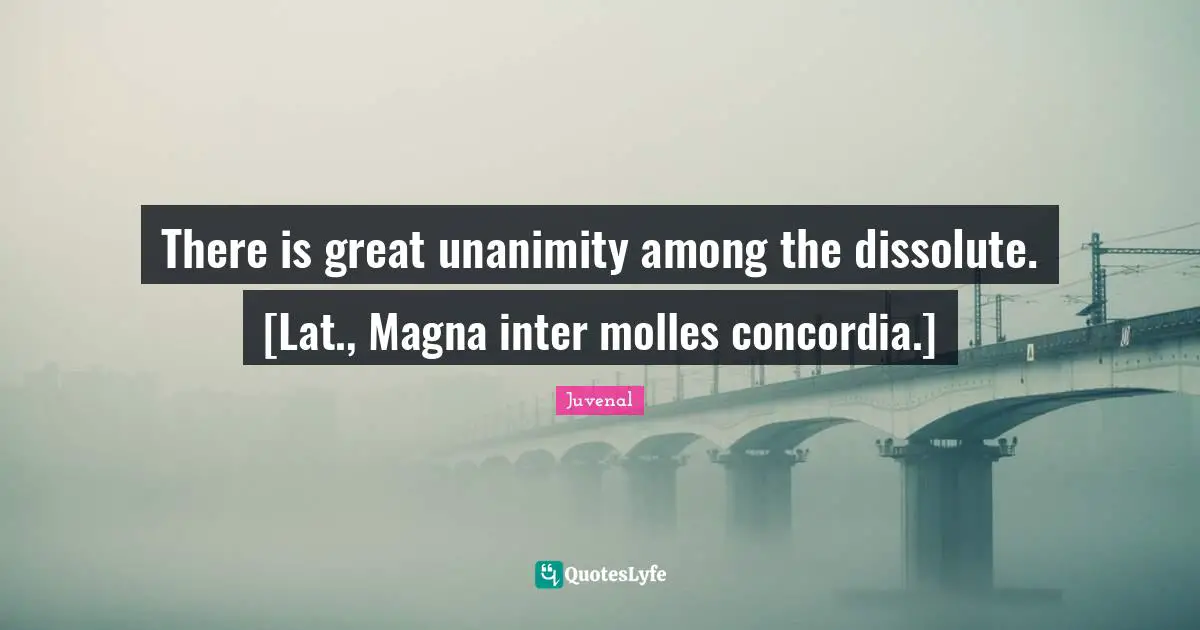 There is great unanimity among the dissolute. [Lat., Magna inter molles concordia.]