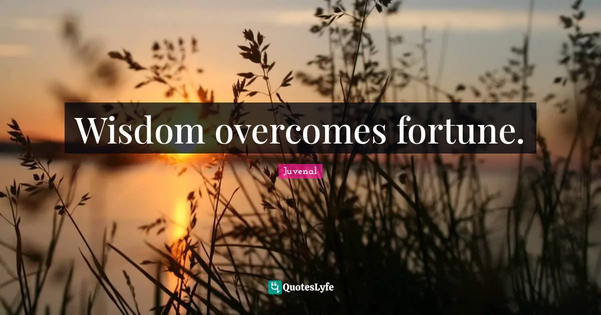 Wisdom overcomes fortune.