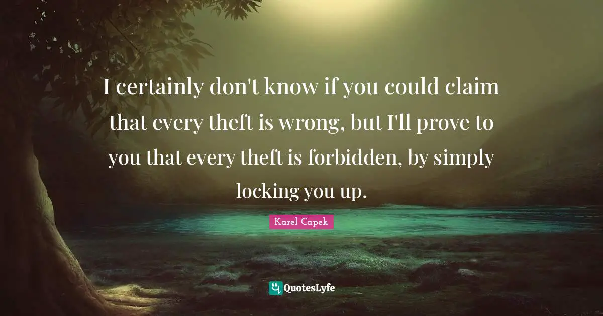 I certainly don't know if you could claim that every theft is wrong, but I'll prove to you that every theft is forbidden, by simply locking you up.