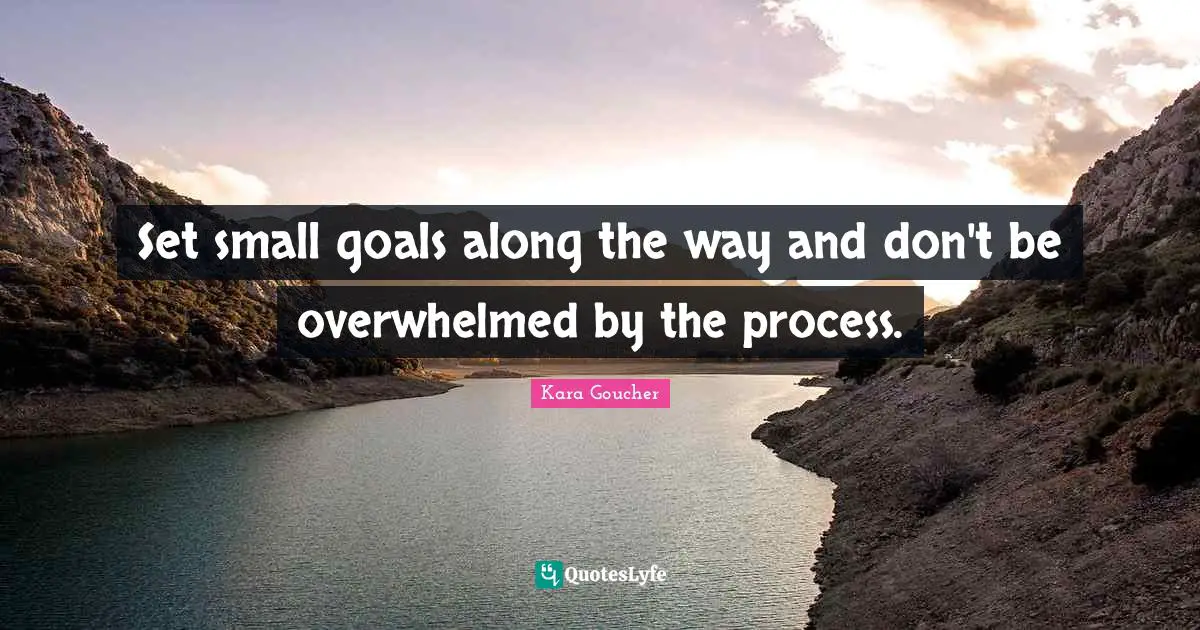 Set small goals along the way and don't be overwhelmed by the process.