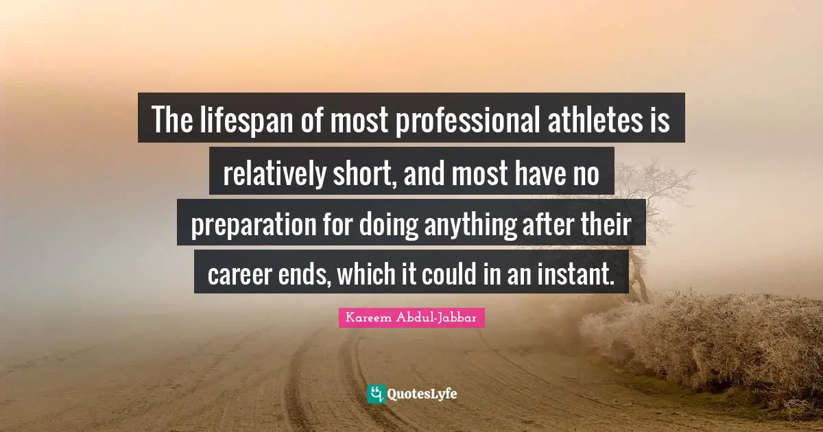 The lifespan of most professional athletes is relatively short, and most have no preparation for doing anything after their career ends, which it could in an instant.